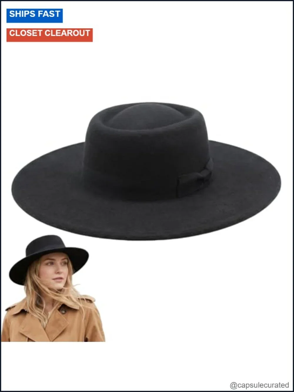 Vintage Wide Brim Flat-Top Fedora Hat - Jazz, Derby, Church, Boater Hat with